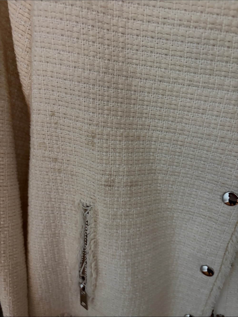 Cream Tweed Button-Front Jacket - Picture 3 of 6